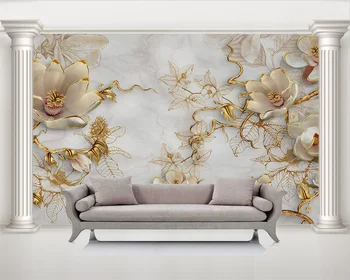 beibehang Custom современный новый papel de parede спальня гостиная рельефный цветок магнолии 3d мраморные фоновые обои