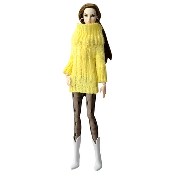 Кукольное пальто NK Fashion Одежда ручной работы Вязаный свитер ручной работы, топы, платье для куклы Барби, аксессуары 027