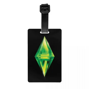 Изготовленный на заказ логотип The Sims Plumbob Багажная бирка Защита конфиденциальности Багажные бирки Этикетки для дорожных сумок Чемодан