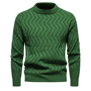 2023 Новый Европейский и американский мужской молодежный приталенный однотонный пуловер с круглым вырезом, повседневный свитер свободного покроя