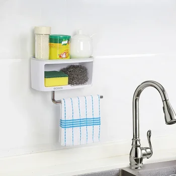 ECOCO Настенный Стеллаж для хранения в ванной комнате с вешалкой для полотенец ABS + PS Держатель для хранения туалетных принадлежностей Кухонная стойка для хранения ящиков 3