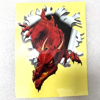 Креативная наклейка с 3D-рисунком разорванного пулевого отверстия Red Dragon Виниловая наклейка на мотоцикле для ноутбука Window Door