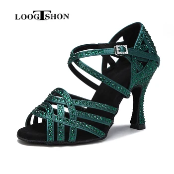 2020 Профессиональные женские туфли для латиноамериканских танцев со стразами на высоком каблуке 10 см, мягкие туфли для танцев Samba Lumba Chacha