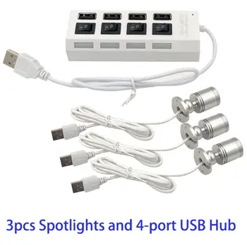 Мини светодиодный прожектор USB DC5V мощностью 1,5 Вт с регулируемой яркостью для витрины ювелирного шкафа, Настенный потолочный точечный светильник для поверхностного монтажа 2
