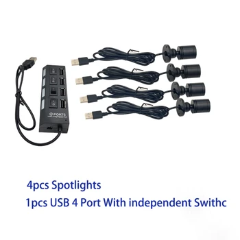 Мини светодиодный прожектор USB DC5V мощностью 1,5 Вт с регулируемой яркостью для витрины ювелирного шкафа, Настенный потолочный точечный светильник для поверхностного монтажа 4