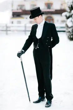 Черное пальто с Ласточкиным Хвостом Magic Suits Custome Homme Fashion Terno Masculino Последних разработок, Приталенные Костюмы Для Мужчин (Куртка + Брюки + жилет)
