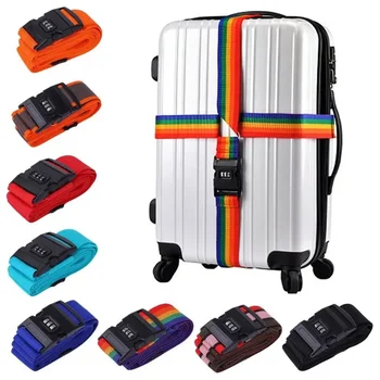 Противоугонный дорожный ремень для багажа, Регулируемый замок паролем, упаковочный ремень, Надежная блокировка багажа, Комплектация чемодана, Аксессуары для чемодана