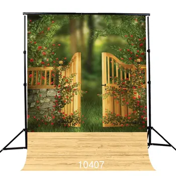 Садовые ворота, цветы, фоны на заказ, детский душ, свадьба, деревянный фотографический фон для фотостудии, Виниловый 3D