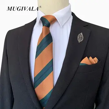MUGIVALA 8 см полосатый галстук для мужчин, карманный квадрат, Официальная одежда, мужской галстук, карман, костюм, Набор для деловой вечеринки, свадебный галстук для мужчин