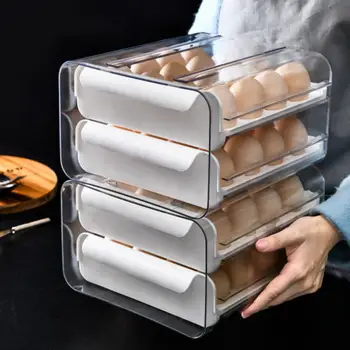 Холодильник, Органайзер для яиц, контейнер для еды, Удобные ящики для хранения яиц, прочный выдвижной ящик, кухонный продукт