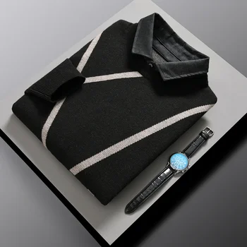 2023 Новый Модный бренд высокого класса, Вязаный Мужской Дизайнерский шерстяной пуловер, свитер с геометрическим рисунком, Осенне-зимний Повседневный джемпер, Мужская одежда
