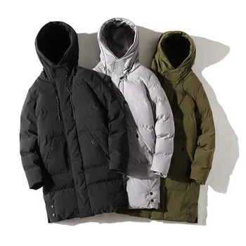 Мужская длинная куртка большого размера 7XL 8XL, зимняя толстая хлопчатобумажная куртка, однотонный дизайн с капюшоном, теплое уличное ветрозащитное пальто Parker