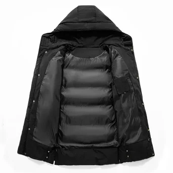 Мужская длинная куртка большого размера 7XL 8XL, зимняя толстая хлопчатобумажная куртка, однотонный дизайн с капюшоном, теплое уличное ветрозащитное пальто Parker 1