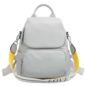 Новый модный простой женский рюкзак из натуральной кожи, маленькая дизайнерская сумка с панелями, школьная сумка для девочек, рюкзаки через плечо