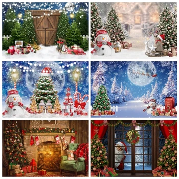 Рождественские фоны для фотосессии Подарки на витрине Санта-Клауса Фон для вечеринки Детская фотостудия