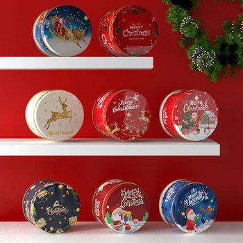 1 шт. Металлическая коробка для печенья, Рождественская подарочная коробка, Контейнеры для хранения конфет, подарочные коробки из жести с крышками для рождественских праздников, принадлежности для вечеринок