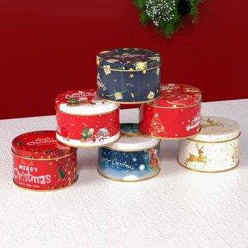 1 шт. Металлическая коробка для печенья, Рождественская подарочная коробка, Контейнеры для хранения конфет, подарочные коробки из жести с крышками для рождественских праздников, принадлежности для вечеринок 4