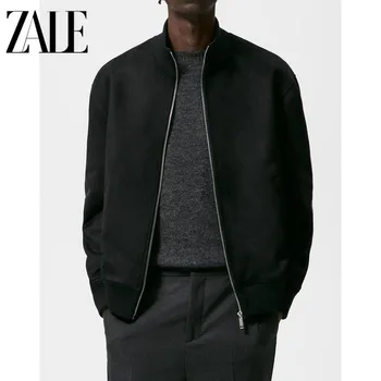 Осенне-зимняя мужская замшевая куртка ZALE, винтажная повседневная однотонная куртка уличной формы, пальто Мужские 3