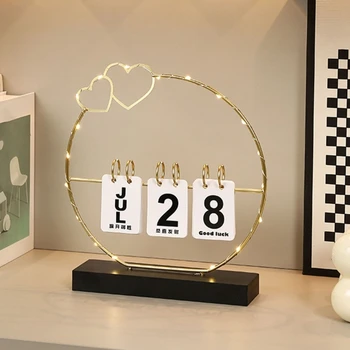 Перекидной календарь на офисном столе, постоянный календарь с датами и карточками месяцев, перекидной календарь с железными кольцами для домашнего декора