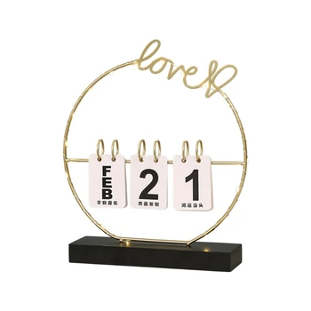 Перекидной календарь на офисном столе, постоянный календарь с датами и карточками месяцев, перекидной календарь с железными кольцами для домашнего декора 3