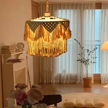 Абажур из макраме, тканый скандинавский потолочный светильник для детской комнаты в гостиничном офисе