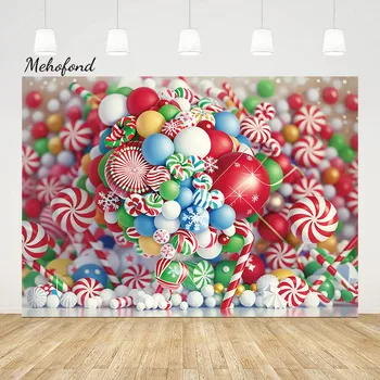 Фон для фотосъемки рождественского моноблока Mehofond Детский день рождения, фон для рождественского декора из разноцветных воздушных шаров, фотостудия