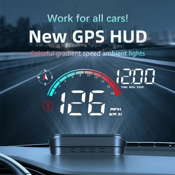 Автомобильный HUD-дисплей M22 Универсальный Цифровой GPS-спидометр HD LCD Проекция на стекло, измеритель скорости автомобиля, проектор лобового стекла