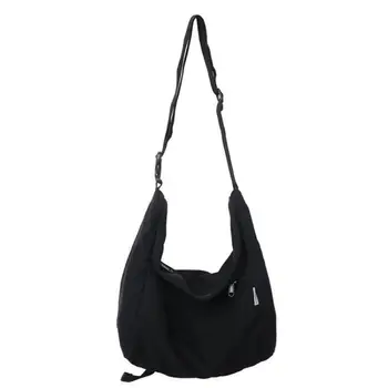 Холщовая женская сумка-тоут, повседневная однотонная школьная сумка для женщин, большая вместительная простая женская сумка для покупок через плечо 5