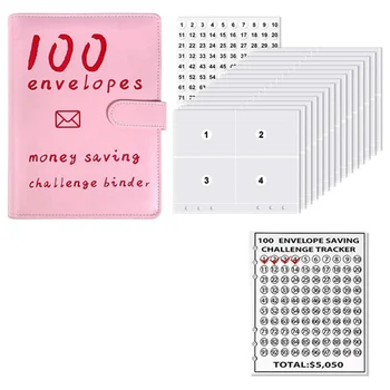 Книга задач по экономии денег в 100 конвертах, папка для составления бюджета для хранения, бюджетная книга, набор задач по экономии денег (розовый)
