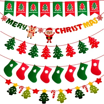 Рождественский баннер из войлока с цветочным рисунком, нетканый баннер, Веселые рождественские украшения для дома, Рождественские украшения, подвесные подвески Navidad