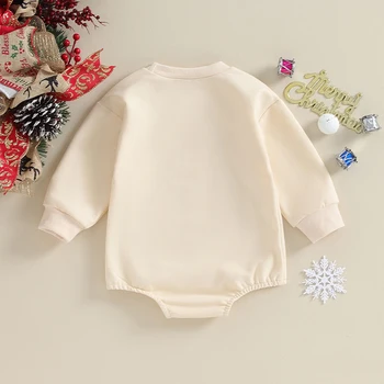 Рождественские наряды для младенцев с буквенным принтом, длинный рукав, комбинезон свободного кроя, боди, Милая осенне-зимняя одежда для младенцев