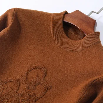 100% Мужской шерстяной жаккардовый свитер 2023, осенне-зимний вязаный пуловер в корейском стиле, модный теплый пуловер, мужская одежда Ropa Hombre 3