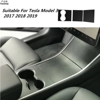 Центральная панель управления из углеродного волокна, коробка для подлокотников, декоративная наклейка, Внутренняя защитная пленка для Tesla Model 3 2017 2018 2019