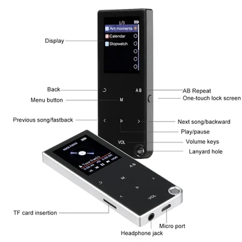 MP3-Плеер С Динамиком Bluetooth 5.0 Сенсорная Клавиша Hi-Fi Стерео Музыкальный Плеер Без Потерь Мини Портативный FM-Радио Запись Для Walkman 4