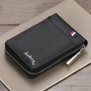 модный мужской кошелек на молнии, маленький короткий держатель для кредитных карт для мужчин, винтажный мини-кошелек с карманом для монет