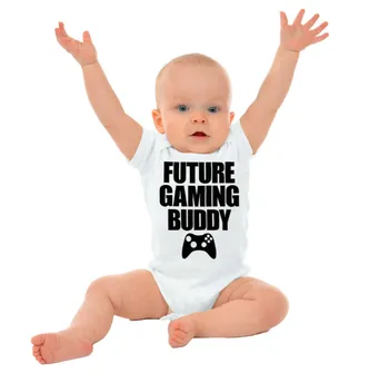 Future Gaming Buddy Детское боди с забавным принтом, комбинезон с коротким рукавом, одежда для маленьких девочек и мальчиков, Милый белый 