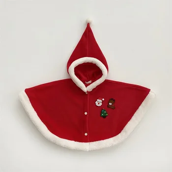 Детская накидка для Рождественского фестиваля, детский плащ, Осенне-зимняя одежда, шаль от ветра для маленьких девочек, детский плащ с капюшоном
