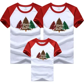 Новогодние семейные футболки для всей семьи, Рождественская елка, мама и дочка, папа и сын, детские футболки в тон, хлопок