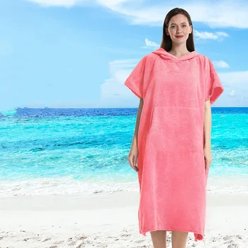 Ткань из микрофибры, быстросохнущее пляжное полотенце с капюшоном, сменный халат для взрослых, пончо для серфинга, пляжное пончо для взрослых на берегу моря