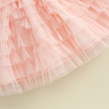 Blotona Kids Летние платья с короткими рукавами для маленьких девочек, вечернее платье принцессы из тюля с цветами на День рождения, свадьба 0-24 м 5