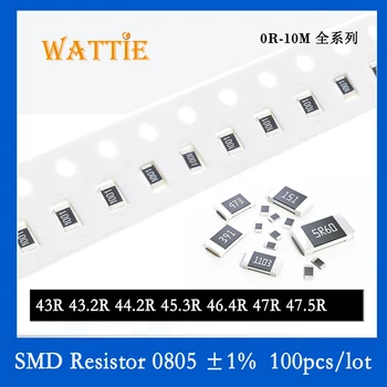 SMD резистор 0805 1% 43R 43.2R 44.2R 45.3R 46.4R 47R 47.5R 100 шт./лот микросхемные резисторы 1/8 Вт 2.0 мм * 1.2 мм