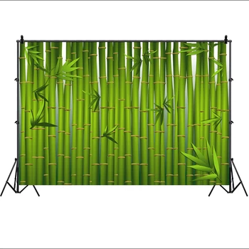 Фоновая ткань из бамбукового леса на День рождения, баннер для украшения стен из зеленого бамбукового дерева, Фон для фотосъемки еды с пандой, реквизит для фотосъемки 1