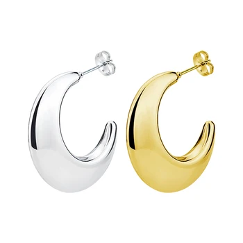 Большие U-образные геометрические серьги-кольца Huggie с позолотой 14 карат, элегантные ювелирные изделия, подарок для банкета на день рождения, 1 пара