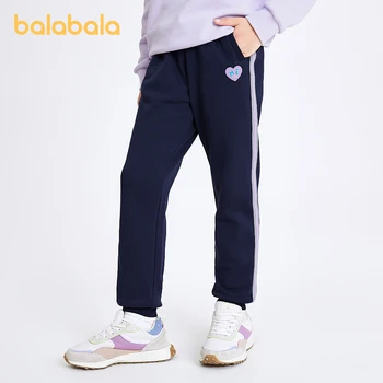 Balabala/ Штаны для девочек для малышей 2023 года, плюс флисовые брюки, модные осенне-зимние теплые повседневные спортивные штаны