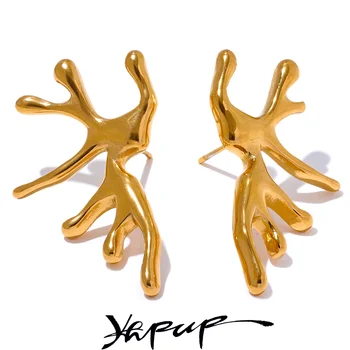 Yhpup 316L Креативные Геометрические Необычные серьги из нержавеющей стали Персонализированные водонепроницаемые ювелирные изделия золотого цвета для женщин в подарок