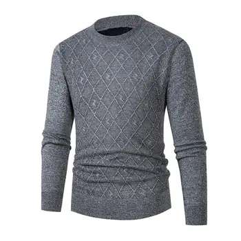 Классический свитер с круглым вырезом, мужской толстый свитер премиум-класса с круглым вырезом, однотонный зимний пуловер с длинными рукавами, незаменимый для осени