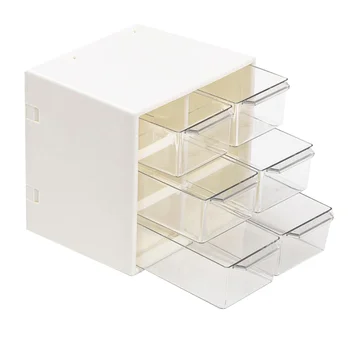 Выдвижная коробка Пластиковая настольная коробка для хранения канцелярских принадлежностей Коробка с несколькими сетками (белая)