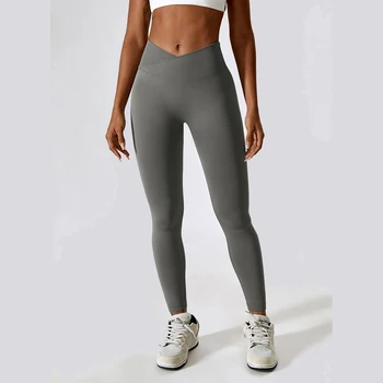 Бесшовные штаны для йоги, Леггинсы с перекрестной талией, спортивные Женские Леггинсы для фитнеса, спортивные женские леггинсы для фитнеса, пуш-ап, колготки для бега, тренировки 0