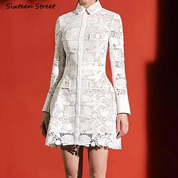 2023 Белое винтажное платье для женщин с высокой талией и цветочным принтом на крючках, облегающее платье с длинным рукавом, Весеннее платье OL