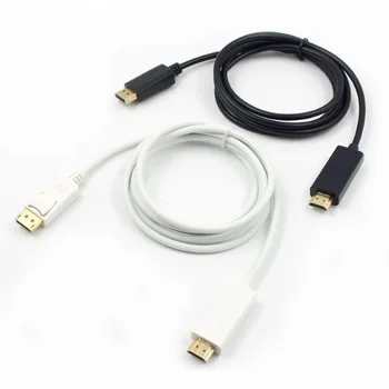 Черный/Белый 1,8 М Дисплейный порт Displayport Male DP-HDMI-совместимый Штекерный Кабель-Адаптер Конвертер для Портативных ПК HD-Проектор
